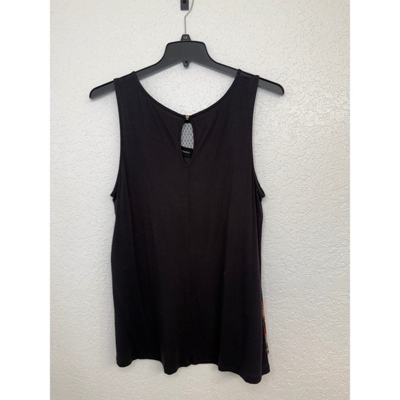 Maurices Black Floral Print Sleeveless Keyhole Neck Tank Top Plus Size XXL - Picture 2 of 4